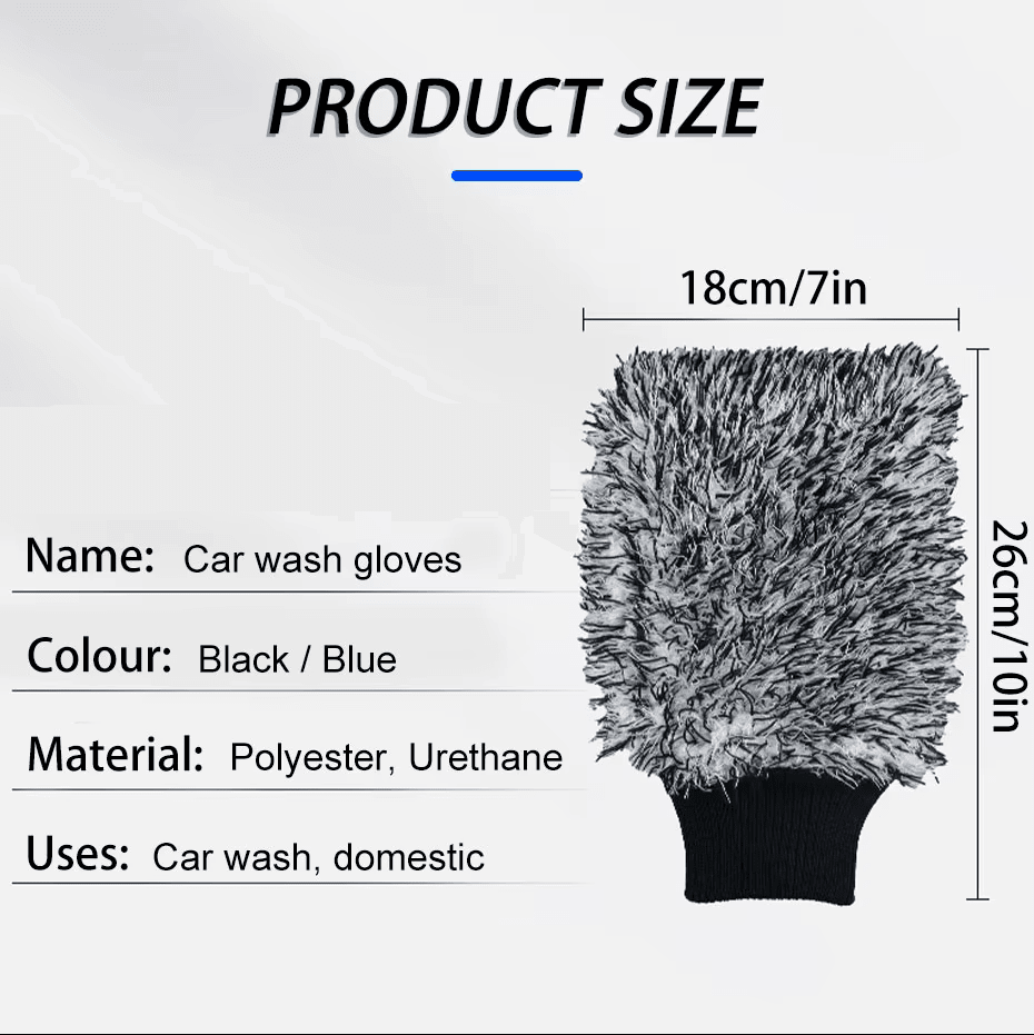Ultra Soft Plush Microfiber Car Wash Mitt - Black Wristband ShineShop.xyz.