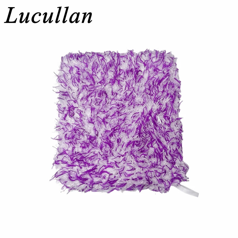 Lucullan Ultra Plush Mitt Set - Purple Car Detailing Microfiber Accessories for Wheels, Grills, Paint and Tight Areas