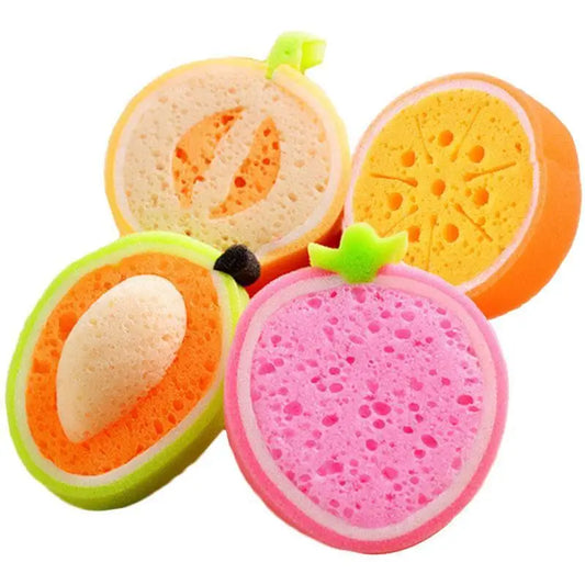 4 Pcs Fruit Shaped Sponges Bath Loofah Shower Body Wash