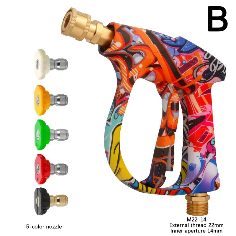 4350PSI High-Pressure Water Gun, Graffiti Design, 1L Foam Spray Gun, 1/4" Quick Nozzle Set with Rubber Base