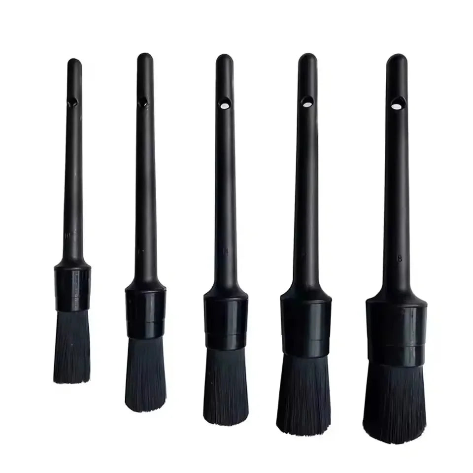 5 Pack All Black Cleaning Detailing Brush Set