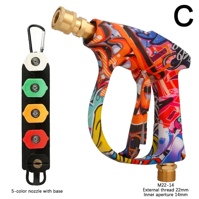 4350PSI High-Pressure Water Gun, Graffiti Design, 1L Foam Spray Gun, 1/4" Quick Nozzle Set with Rubber Base