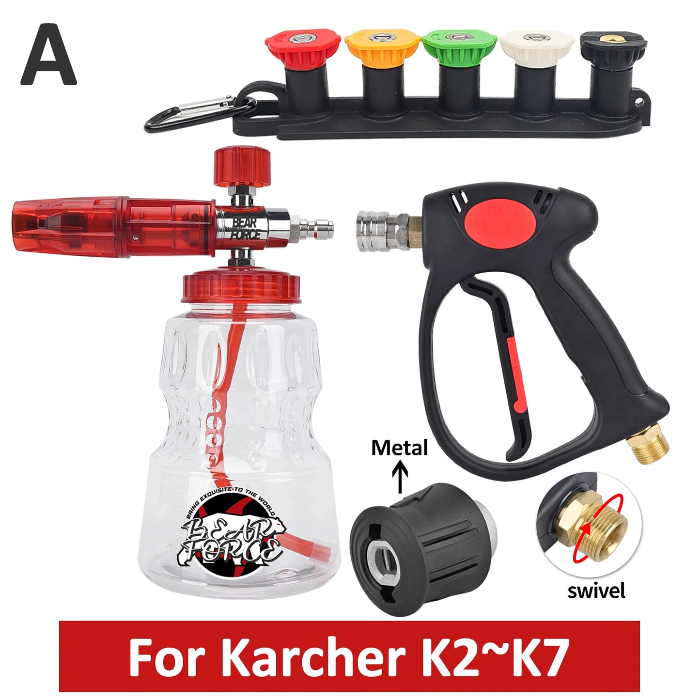 Premium Foam Cannon + Swiveling Stubby Sprayer Pistol Combo