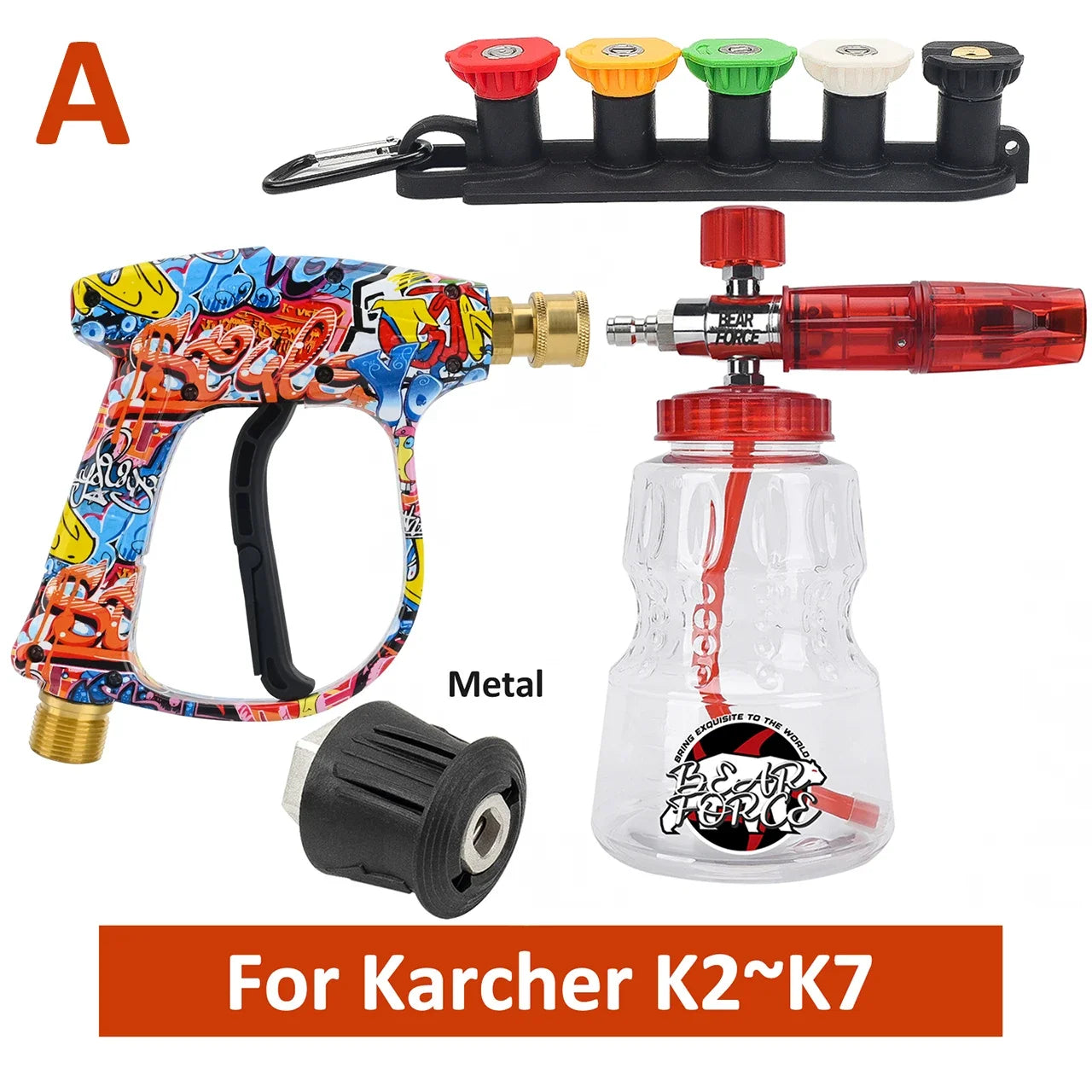 Red Foam Cannon + Graffiti Stubby Sprayer Pistol Combo