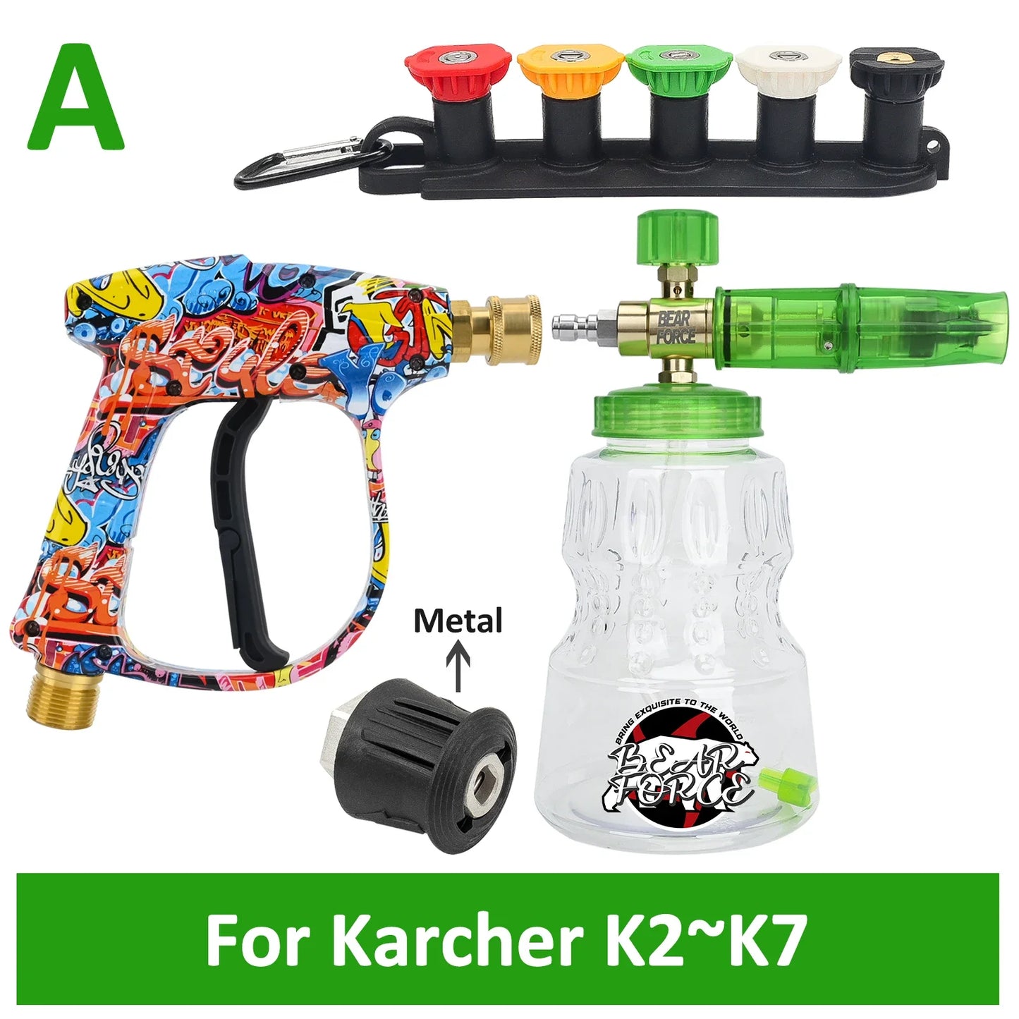Green Foam Cannon + Graffiti Stubby Sprayer Pistol Combo