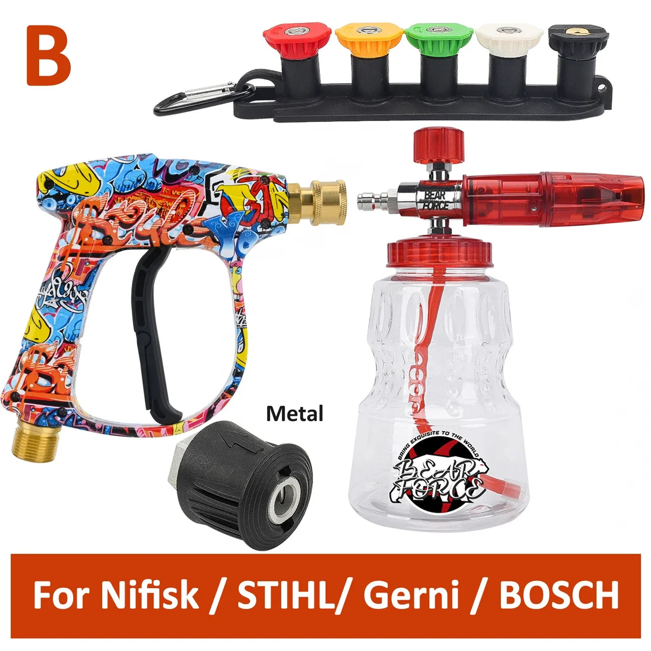 Red Foam Cannon + Graffiti Stubby Sprayer Pistol Combo