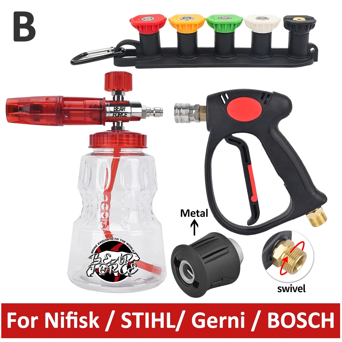 Premium Foam Cannon + Swiveling Stubby Sprayer Pistol Combo