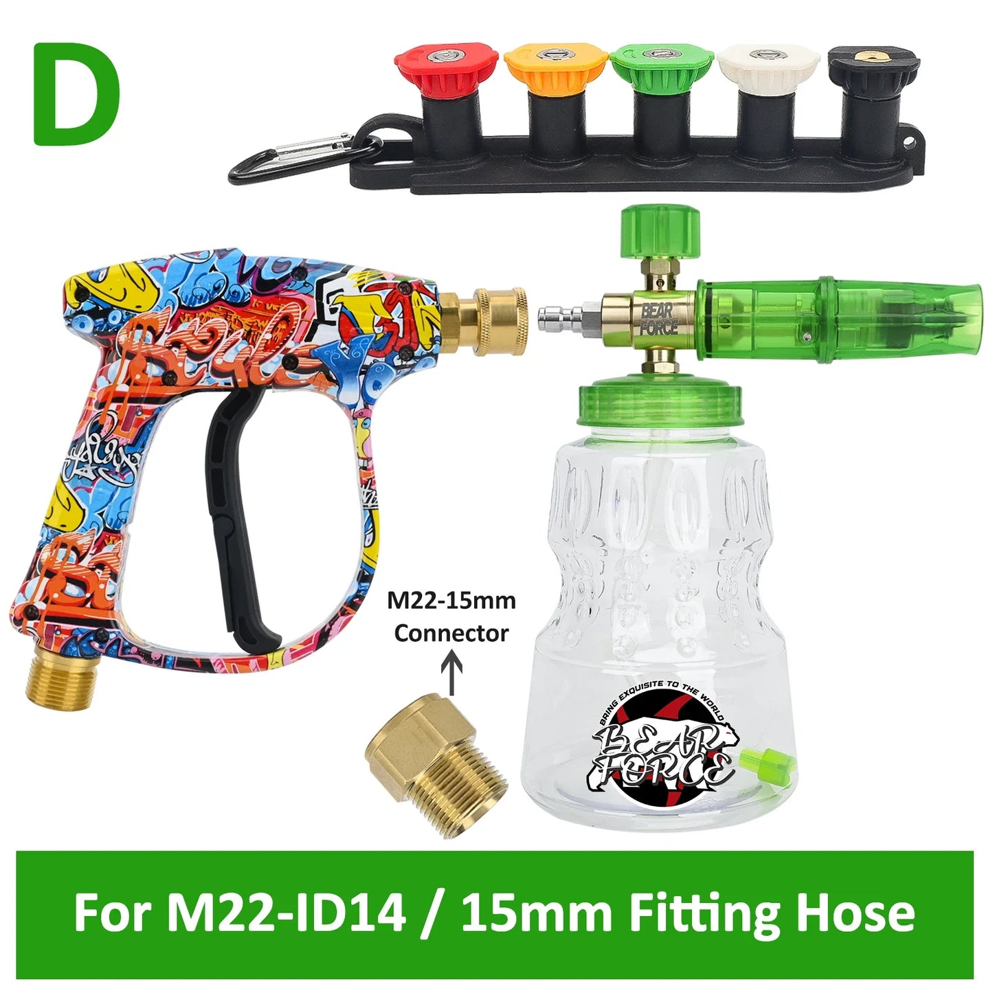 Green Foam Cannon + Graffiti Stubby Sprayer Pistol Combo