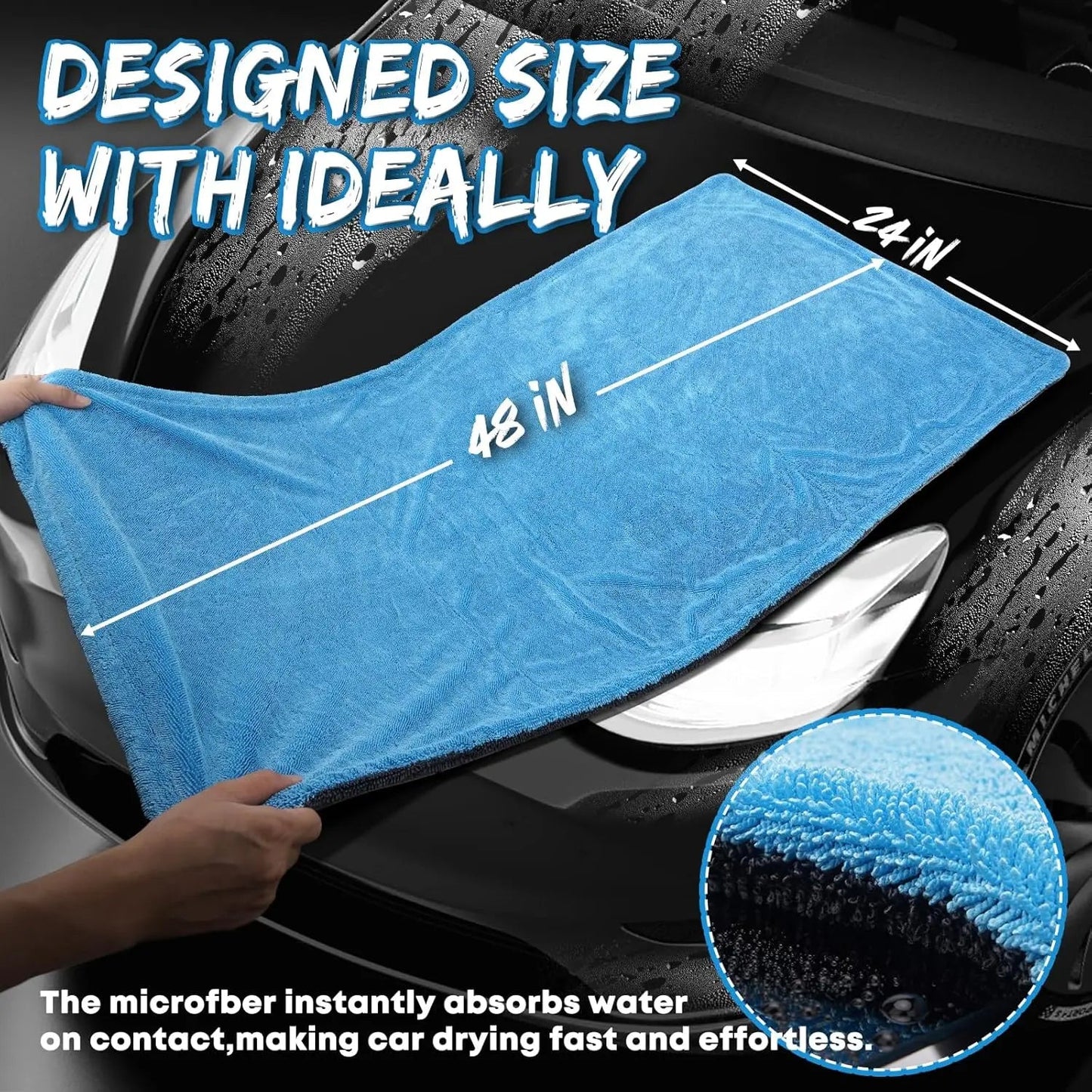 XXL 48" Drying Blanket 1400GSM Full-Size Microfiber Twist-Loop ShineShop.xyz.
