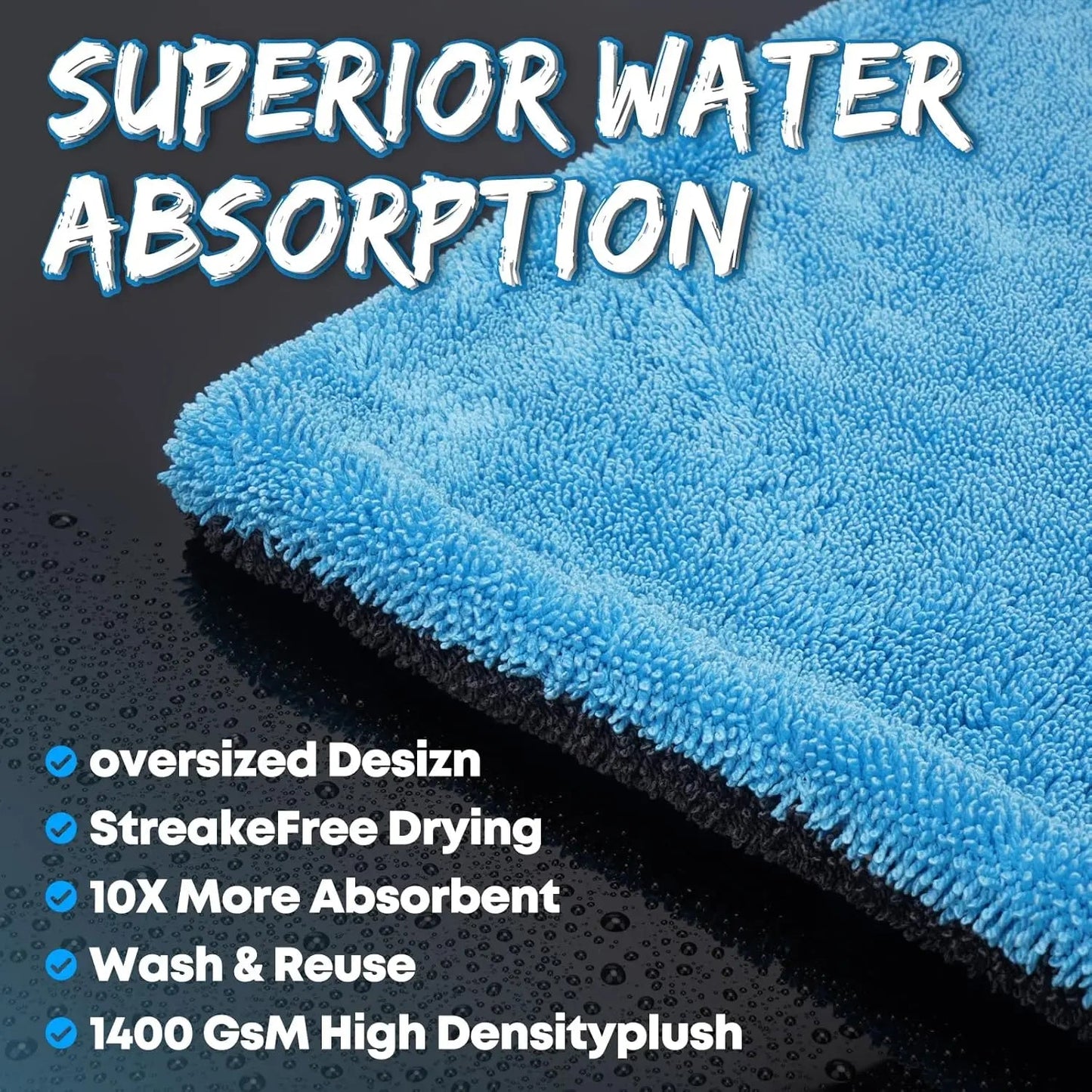 XXL 48" Drying Blanket 1400GSM Full-Size Microfiber Twist-Loop ShineShop.xyz.